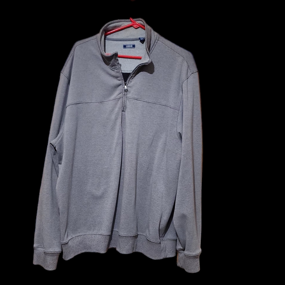 Izod men's gray half zip fleece lined sweatshirt